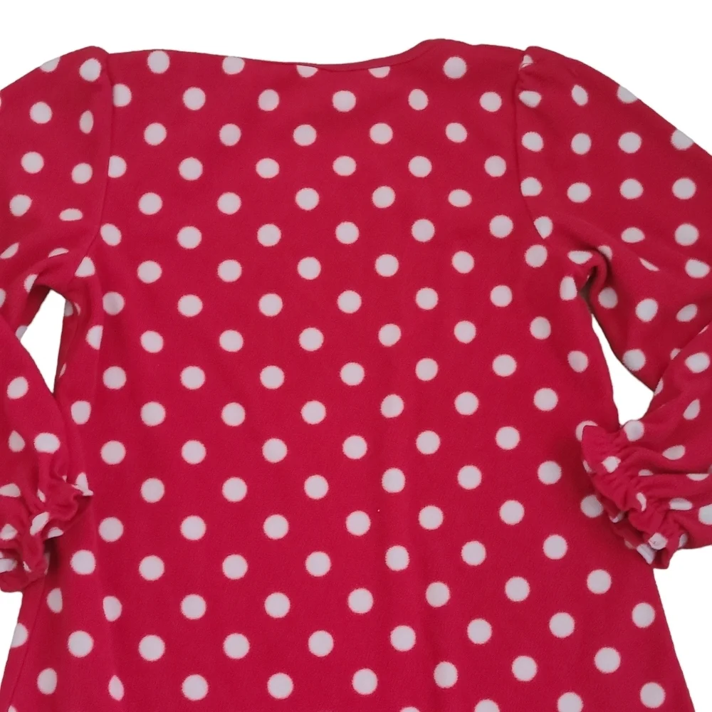 Carters Girls Sz 5T I Love Santa Red White Polka Dots Fleece Nightgown
